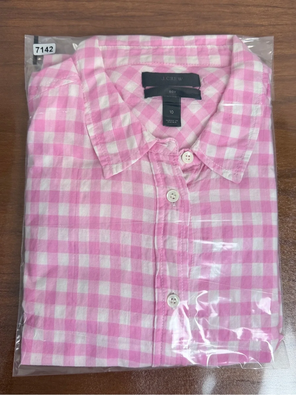 J. Crew Pink Gingham Button-Down Shirt 10
